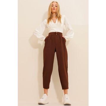 Trend Alaçatı Stili ALC-X11148 Kahve Kadın Pantolon