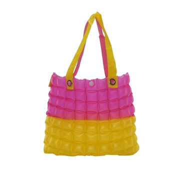 Trend BR06 Sarı Pembe Şişme Kadın Plaj Çantası