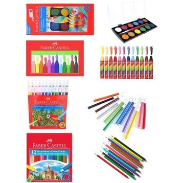 trendbizim Faber Castell 4'lü Boyama Seti 12'li Kuruboya 12'li Suluboya 12'li Pastel Boya 12'li Keçeli Kalem