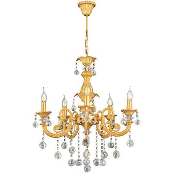 Trendylight Sultan Sarı 5 Kollu Kristal Taşlı Avize