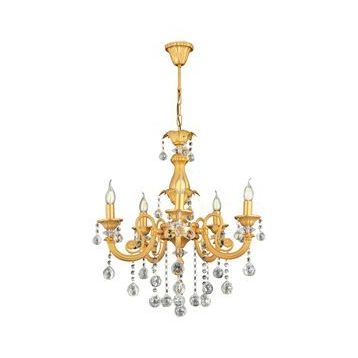 Trendylight Sultan Sarı 5 Kollu Kristal Taşlı Avize