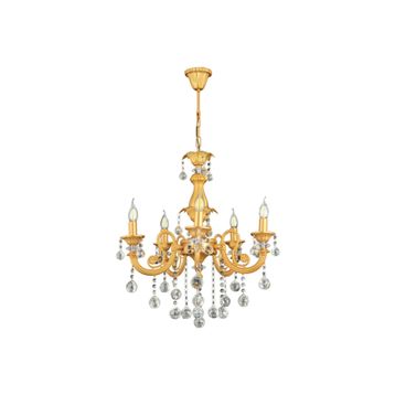Trendylight Sultan Sarı 5 Kollu Kristal Taşlı Avize