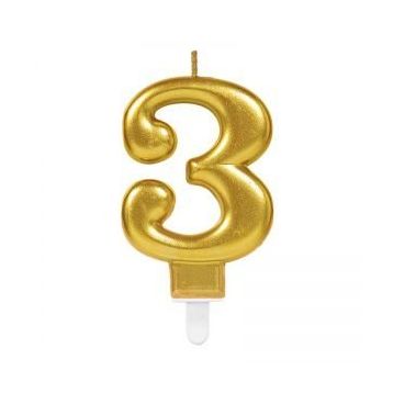 Trendypazar 3 Rakamı Gold Renk Mum