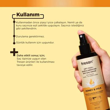 Tresan Bal Süt Besleyici Extra Nemlendirici Çift Fazlı Durulanmayan 250 ml Sıvı Saç Kremi