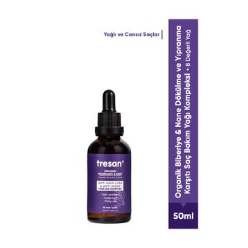 Tresan Organik Biberiye Nane Dökülme ve Yıpranma Karşıtı 50 ml Saç Bakım Yağı Kompleksi