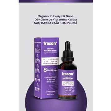 Tresan Organik Biberiye Nane Dökülme ve Yıpranma Karşıtı 50 ml Saç Bakım Yağı Kompleksi
