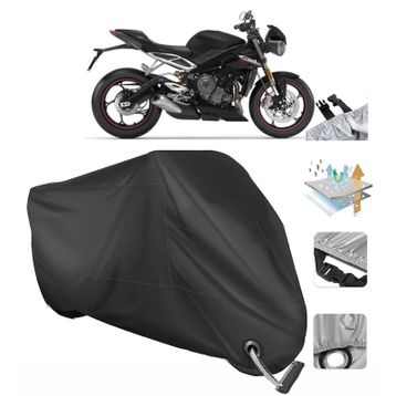 Triumph Street Triple RS Siyah Arka Çanta Uyumsuz Ultra Kalın Su Geçirmez Motor Brandası