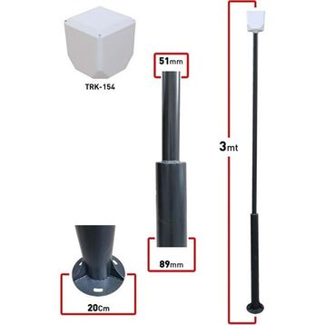 TRK 3 mt 89x51x2 mm + Küp Kamera Direği