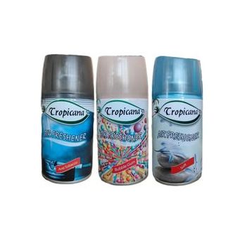 Tropicana Air Freshener Anti Tobacco 260 ml + Buble Gum 260 ml + Soft Kokular 260 ml Otomatik Makine Yedek Parfüm Spreyi Oda Kokusu