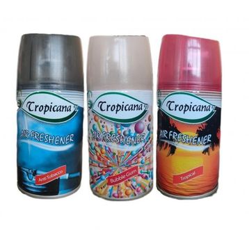 Tropicana Air Freshener Anti Tobacco 260 ml + Buble Gum 260 ml + Soft Kokular 260 ml Otomatik Makine Yedek Parfüm Spreyi Oda Kokusu