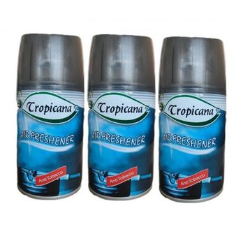 Tropicana Air Freshener Anti Tobacco Sigara Koku Giderici Otomatik Makine Yedek Parfüm Spreyi 260 ml x 3 Adet Oda Kokusu