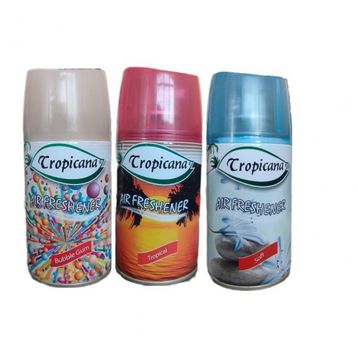 Tropicana Air Freshener Bubble Gum 260 ml + 260 ml Tropikal + 260 ml Soft Otomatik Makine Yedek Parfüm Spreyi Oda Kokusu