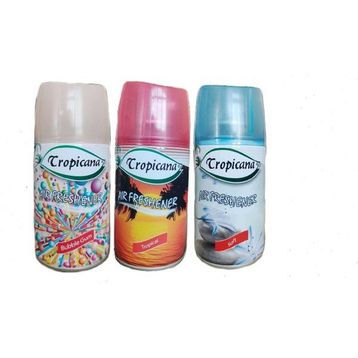 Tropicana Air Freshener Bubble Gum 260 ml + 260 ml Tropikal + 260 ml Soft Otomatik Makine Yedek Parfüm Spreyi Oda Kokusu