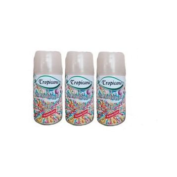 Tropicana Air Freshener Oda Kokusu 260 ml x 3 Adet Bubble Gum Otomatik Makine Yedek Parfüm Spreyi