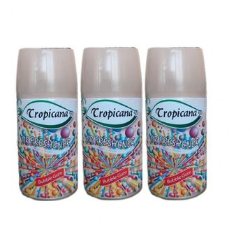 Tropicana Air Freshener Oda Kokusu 260 ml x 3 Adet Bubble Gum Otomatik Makine Yedek Parfüm Spreyi
