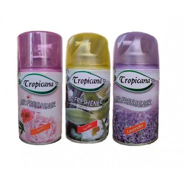 Tropicana Air Freshener Rose Bahçe 260 ml + İpeksi Vanilya 260 ml + Lavanta 260 ml Parfüm Sprey Oda Kokusu