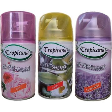 Tropicana Air Freshener Rose Bahçe 260 ml + İpeksi Vanilya 260 ml + Lavanta 260 ml Parfüm Sprey Oda Kokusu