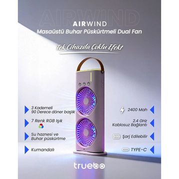Truebo Airwind Çift Fanlı Masaüstü Vantilatör