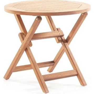 Truva 80x75 cm İroko Katlanabilir Yuvarlak Bahçe Balkon Mutfak Teras Masası
