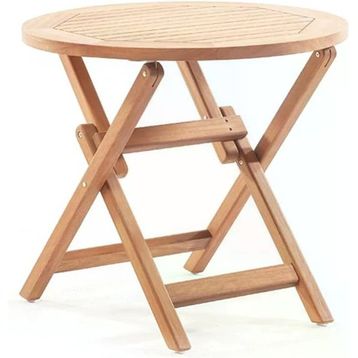 Truva 80x75 cm İroko Katlanabilir Yuvarlak Bahçe Balkon Mutfak Teras Masası