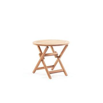 Truva 80x75 cm İroko Katlanabilir Yuvarlak Bahçe Balkon Mutfak Teras Masası