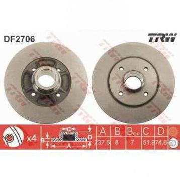 TRW DF2706 Ayna Arka Fren Diski