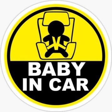 TSC MD2 Dikkat Arabada Bebek Var Sticker Etiket 18 cm Oto Cam Uyarı Levha