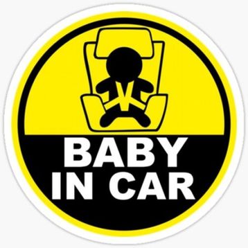 TSC MD2 Dikkat Arabada Bebek Var Sticker Etiket 18 cm Oto Cam Uyarı Levha