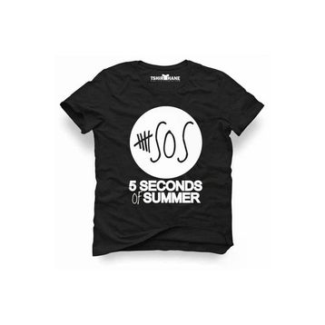 Tshirthane 5 Seconds of Summer Sos Rock Metal Müzik Baskılı Dar Kesim Slim Fit Erkek T-Shirt