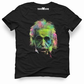 Tshirthane Albert Einstein Colors Siyah Erkek Tshirt