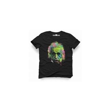 Tshirthane Albert Einstein Colors Siyah Erkek Tshirt