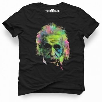 Tshirthane Albert Einstein Colors Siyah Erkek Tshirt