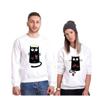 Tshirthane Angel Cat Devil Cat Sevgili Kombinleri Sweatshirt