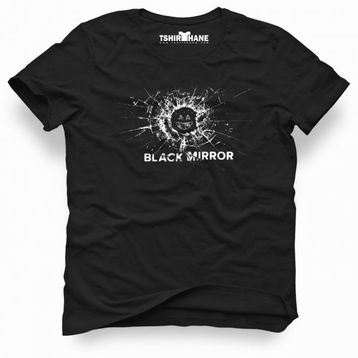 Tshirthane Black Mirror Logo Siyah Erkek Tshirt