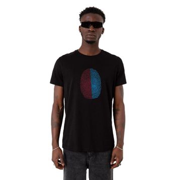 Tshirthane Bordo Mavi Parmak İzi Siyah Erkek T-shirt