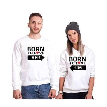 Tshirthane Born Krem 2'li Sevgili Sweatshirt