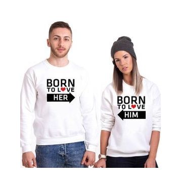 Tshirthane Born Krem 2'li Sevgili Sweatshirt