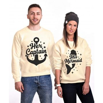 Tshirthane Captain Mermaid 2'li Sevgili Sweatshirt