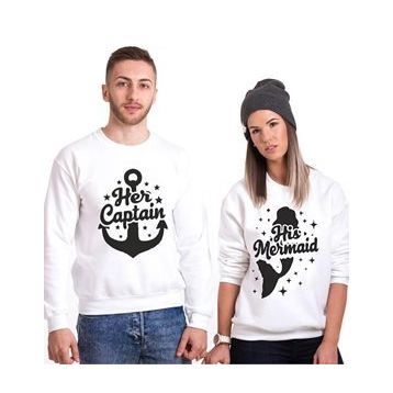 Tshirthane Captain Mermaid 2'li Sevgili Sweatshirt