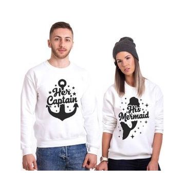 Tshirthane Captain Mermaid 2'li Sevgili Sweatshirt