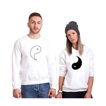 Tshirthane Cat Yingyang 2'li Sevgili Sweatshirt