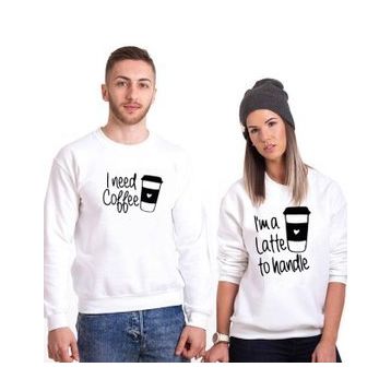Tshirthane Coffee Sevgili Kombinleri Sweatshirt Kombini