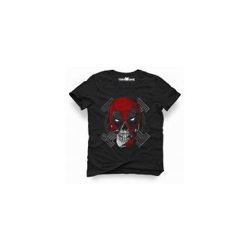 Tshirthane Deadpool Skull Siyah Erkek Tshirt