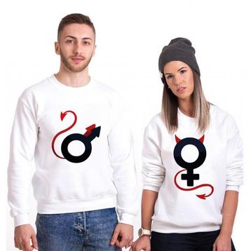 Tshirthane Devil Man Women 2'li Sevgili Sweatshirt