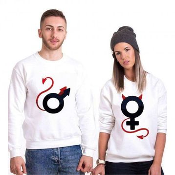 Tshirthane Devil Man Women 2'li Sevgili Sweatshirt