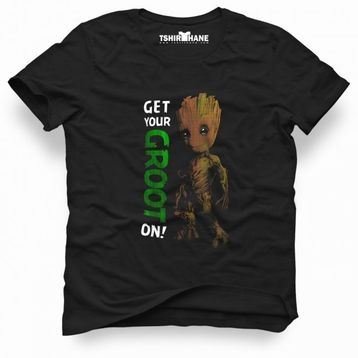 Tshirthane Get Your Groot On Siyah Erkek Tshirt