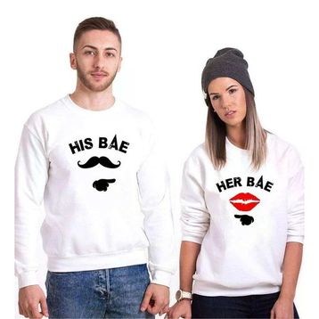 Tshirthane His Bae Her Bae Sevgili Kombinleri Sweatshirt kombini