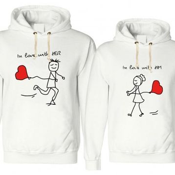 Tshirthane I Love With 2'li Sevgili Sweatshirt