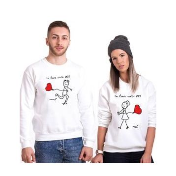 Tshirthane I Love With 2'li Sevgili Sweatshirt