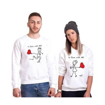Tshirthane I Love With 2'li Sevgili Sweatshirt